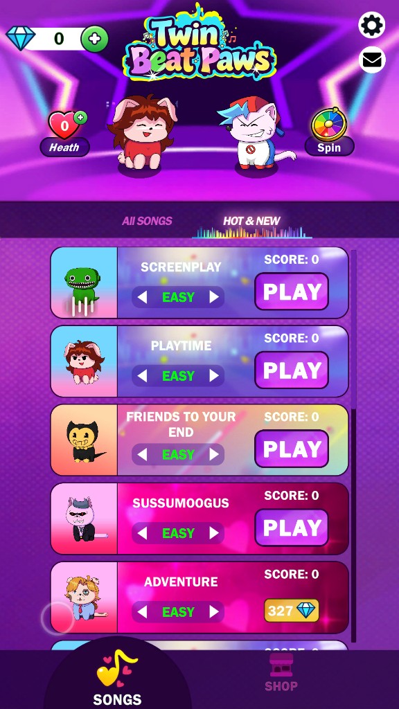 Twin Beat Paws Songs Screen